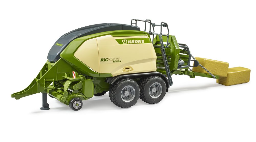 Krone BiG Pack 1290HDP VC with 2 square bales of hay — Bruder 02033