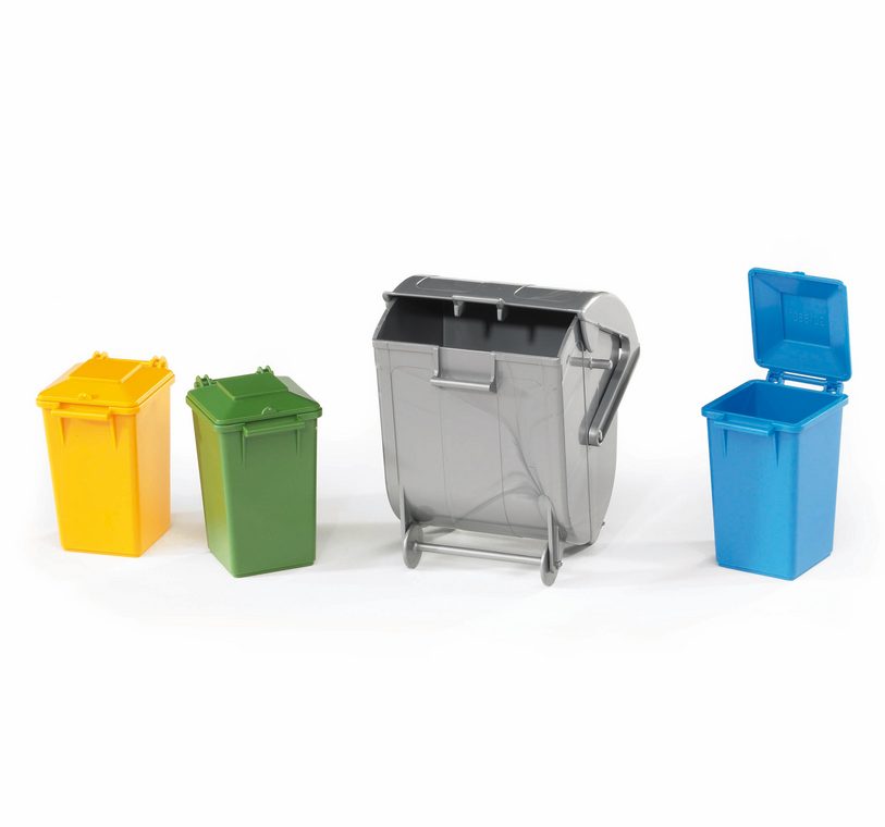 Garbage can set (3 small, 1 large) — Bruder 02607