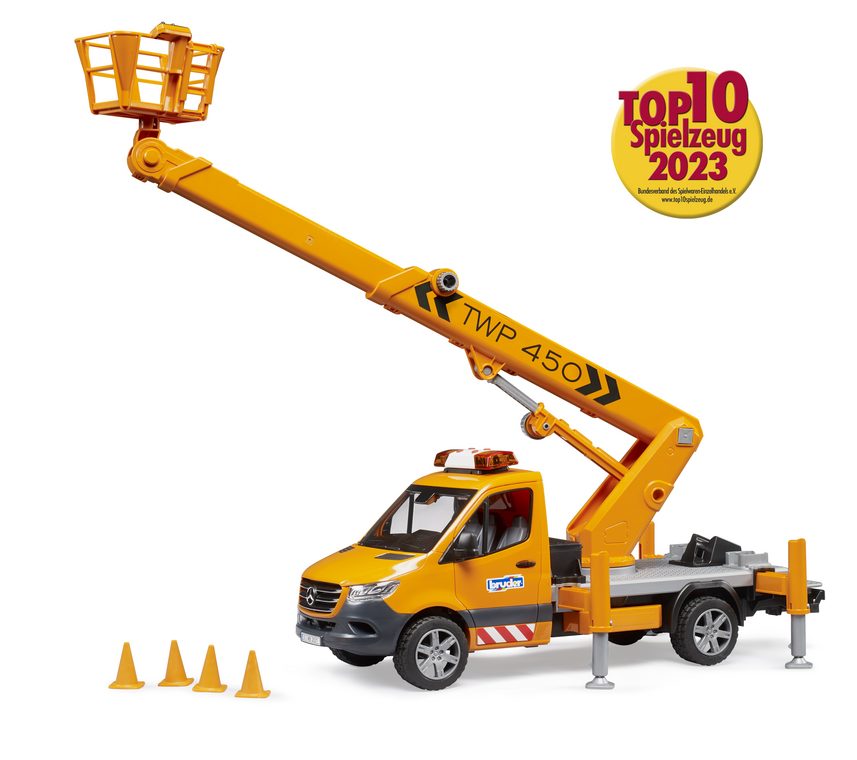 MB Sprinter with work platform and Light + Sound Module — Bruder 02679