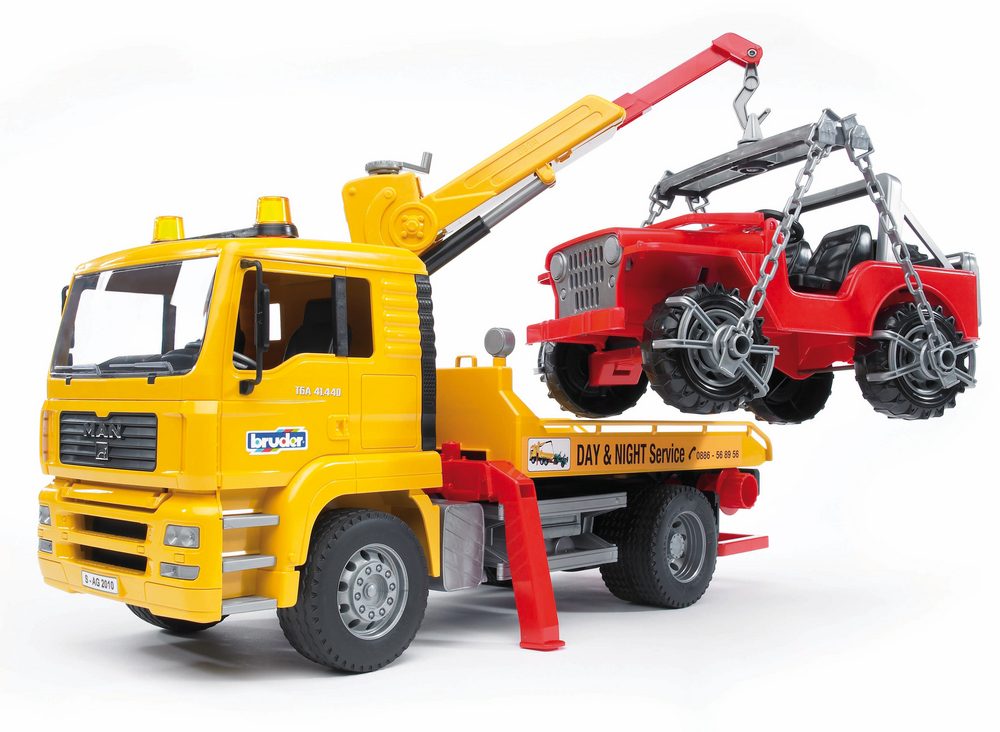MAN TGA Breakdown truck with cross country vehicle — Bruder 02750