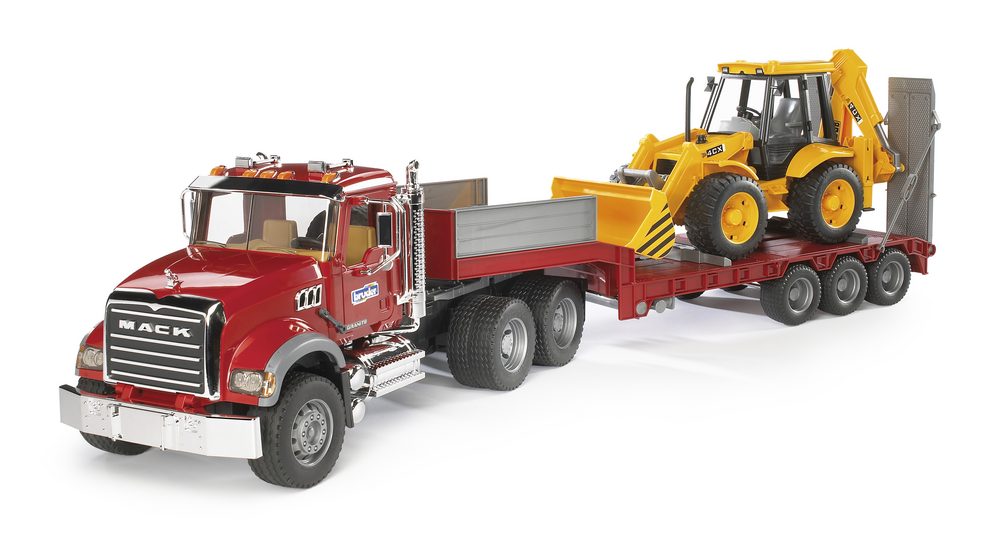 MACK Granite Low loader and JCB 4CX — Bruder 02813