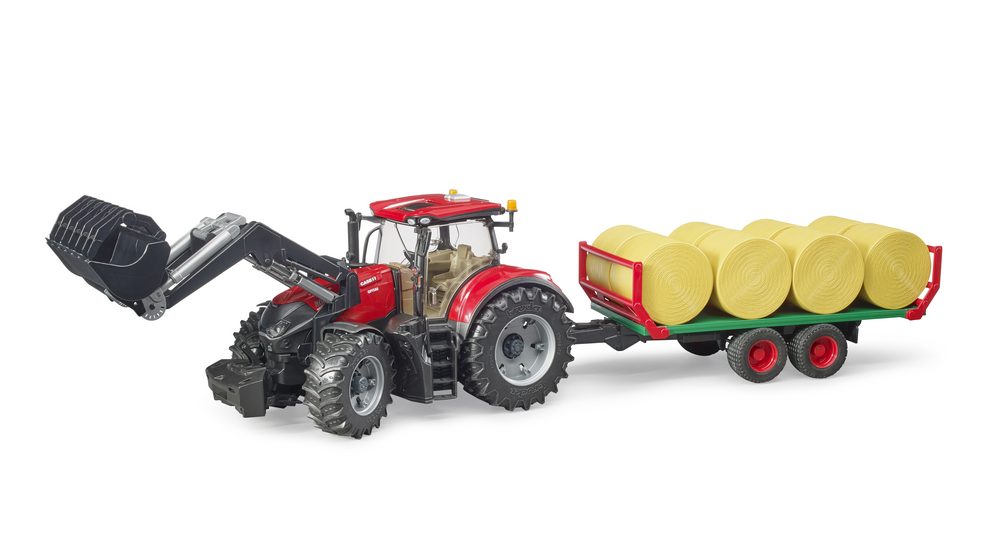 Case IH Optum 300CVX + bale transport trailer — Bruder 03198