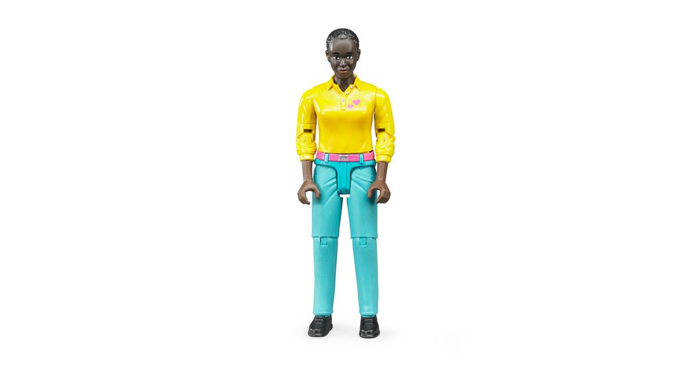 Woman, dark skin, turquoise jeans — Bruder 60404
